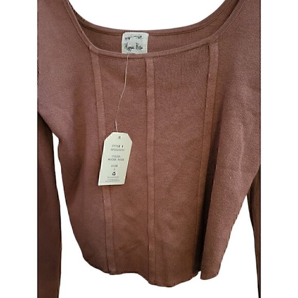 Hippie Rose Square-neck Corset Sweater Top In Mocha Rose Size Large NWT - Picture 4 of 5